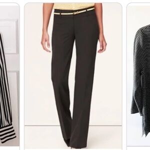 LOFT Ann black white pin stripes pants trousers Sz 4 petite